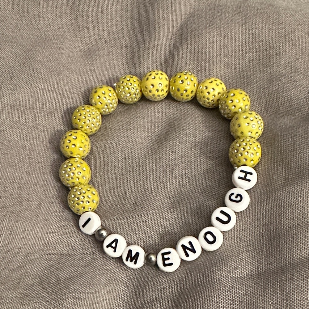 Yellow Beaded 'I Am Enough' Bracelet